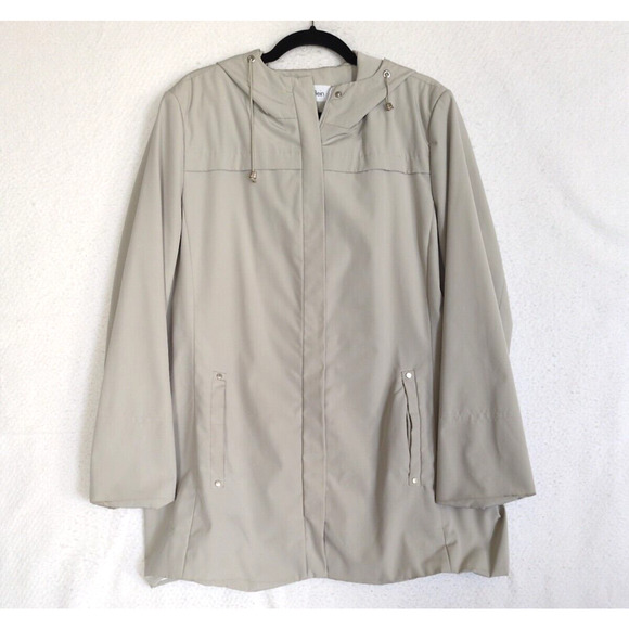 Calvin Klein Womens Size XL‎ Beige Full Zip Long Over Coat Winter - Picture 1 of 10